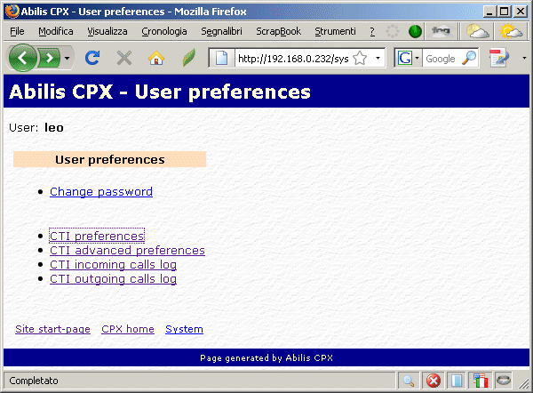 User preferences